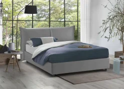 Lit double Akio, 100% Made in Italy, Ouverture frontale, avec matelas 160x190 cm inclus, Gris