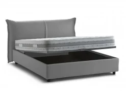Lit double Akio, 100% Made in Italy, Ouverture frontale, avec matelas 160x190 cm inclus, Gris