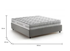 Lit double Alaksir, Lit coffre en tissu, Ouverture frontale, avec matelas 140x200 cm inclus, 100% Made in Italy, Gris