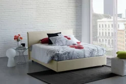 Lit double Angelic, Lit coffre en tissu, Ouverture frontale, adapté pour matelas 140x190 cm, 100% Made in Italy, Beige
