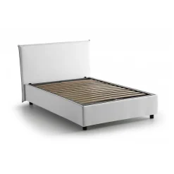 Lit double Angelic, Lit coffre en tissu, Ouverture frontale, adapté pour matelas 140x190 cm, 100% Made in Italy, Blanc