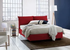 Lit double Arden, Lit coffre en tissu, Ouverture frontale, avec matelas 140x190 cm inclus, 100% Made in Italy, Rouge