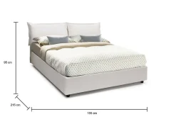 Lit double Arry, lit coffre en éco-cuir, ouverture frontale, matelas 140x200 cm inclus, 100% Made in Italy, Blanc