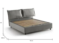 Lit double Askari, Lit coffre en tissu, Ouverture frontale, Convient pour matelas 140x190 cm, 100% Made in Italy, Gris