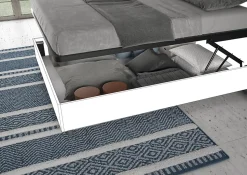 Lit double avec rangement, double relevable, 160x200 cm, frêne blanc, New Egos