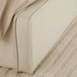 Lit double BELARTI 140 x 190 cm rembourré, revêtement en tissu - Blanc crème