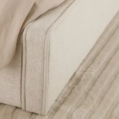 Lit double BELARTI 140 x 190 cm rembourré, revêtement en tissu - Beige