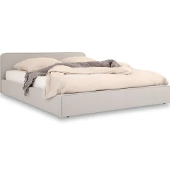 Lit double BELARTI 140 x 190 cm rembourré, revêtement en tissu - Gris clair