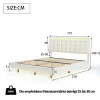 Lit Double Capitonné 160 X 200 Cm, Cadre De Lit Flottant, Rembourré, Avec LED, Lin, Beige