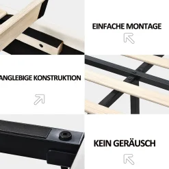 Lit double capitonné 160 x 200 cm, cadre de lit flottant, rembourré, avec LED, lin, beige