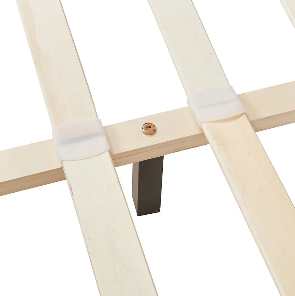 Lit double capitonné 140 x 200cm cuir synthétique avec sommier à lattes noir Corium