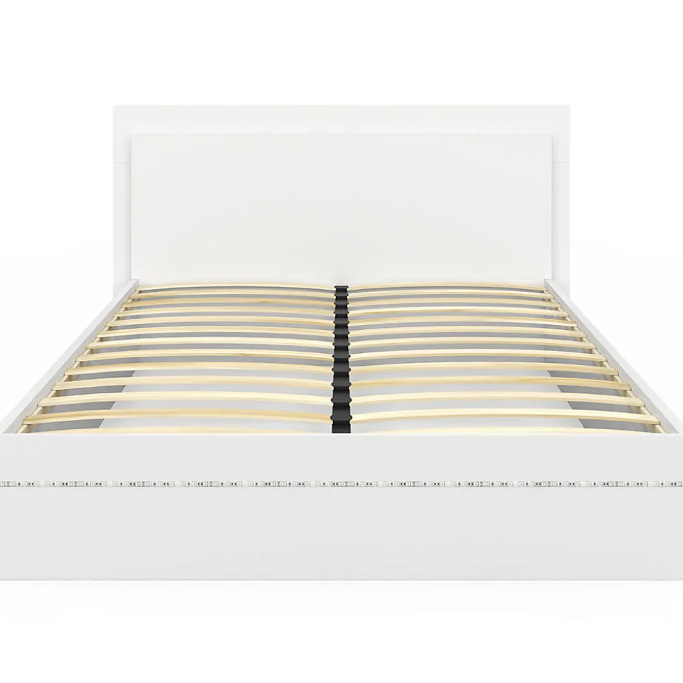 Lit double CHARLIE 140 x 190 cm avec sommier et LED intégrées blanc