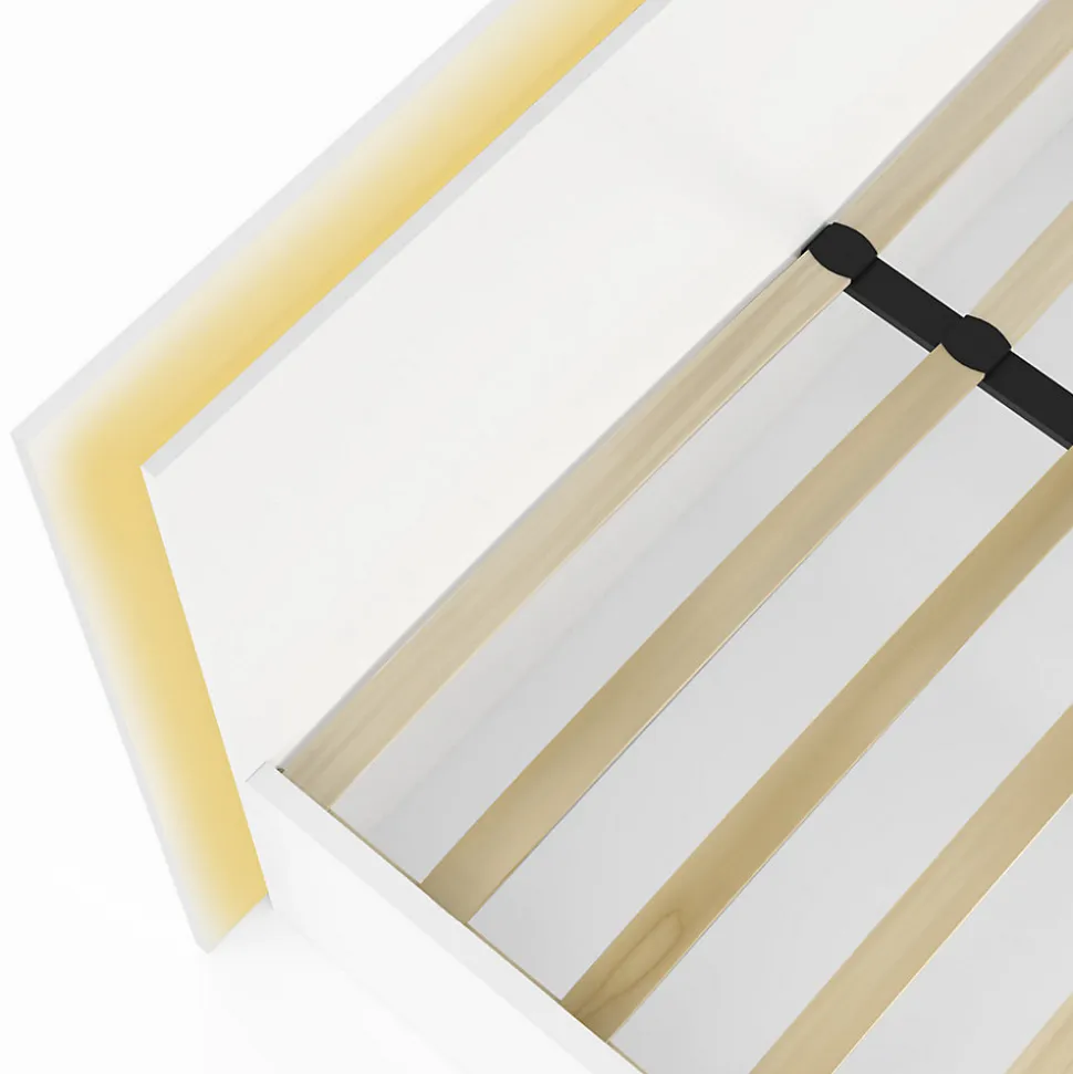 Lit double CHARLIE 140 x 190 cm avec sommier et LED intégrées blanc