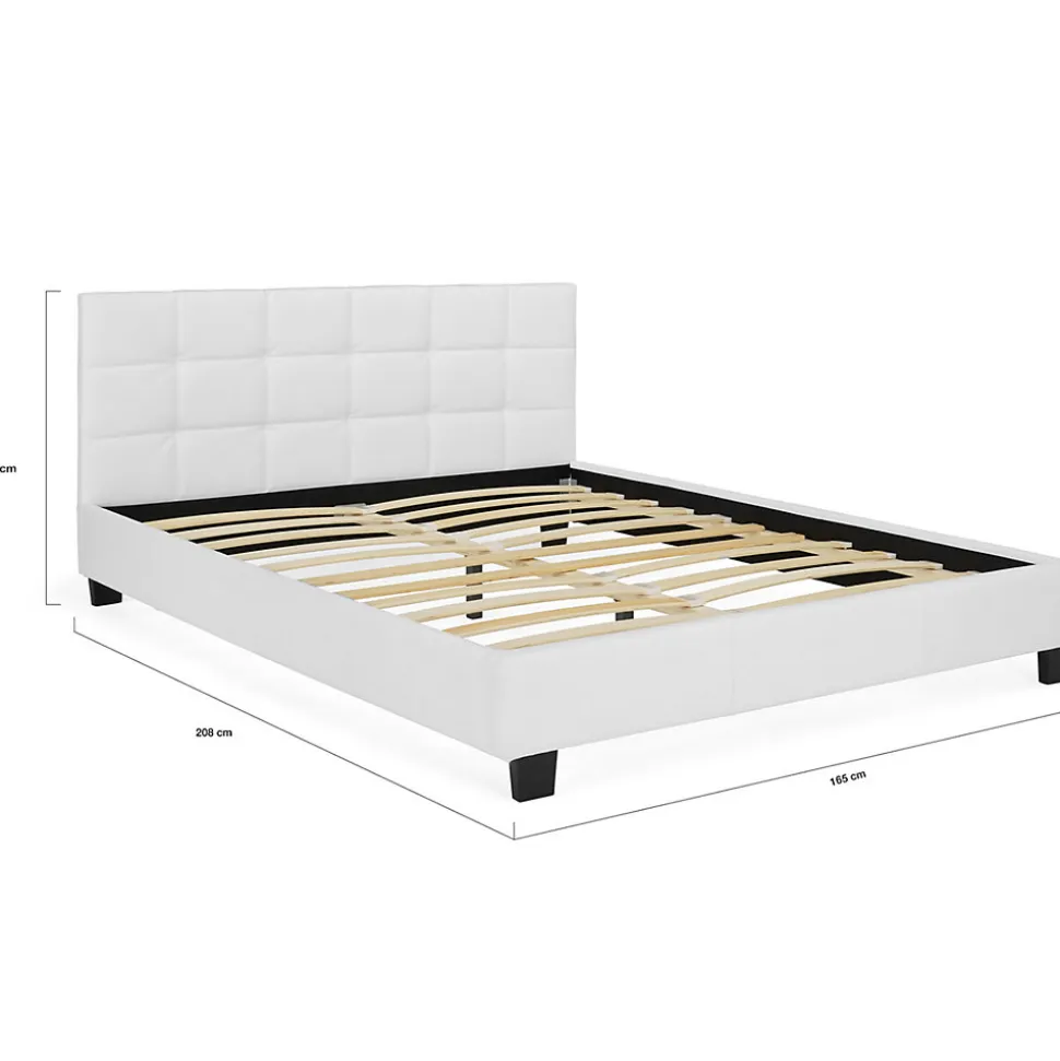 Lit double CHARLOTTE avec tête de lit et sommier 160 x 200 cm PVC blanc