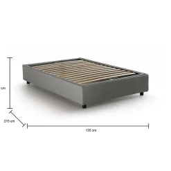 Lit double Daccardi, Lit coffre avec revêtement en tissu, Ouverture frontale, adapté pour matelas 120x200 cm, Gris