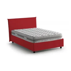 Lit double Dacer, lit coffre avec revêtement en tissu, ouverture frontale, adapté pour matelas 120x190 cm, rouge