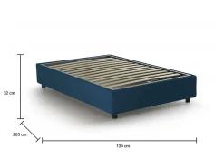 Lit double Daronic, Lit coffre avec revêtement en tissu, Ouverture latérale, adapté pour matelas 120x190 cm, Bleu