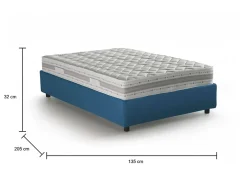 Lit double Dbamb, Lit coffre avec revêtement en tissu, Ouverture frontale, avec matelas 120x190 cm inclus, Bleu