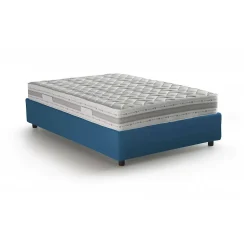Lit double Dbamb, Lit coffre avec revêtement en tissu, Ouverture frontale, avec matelas 120x190 cm inclus, Bleu