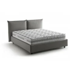 Lit double Dbrunor, Lit coffre avec revêtement en tissu, Ouverture frontale, avec matelas 160x200 cm inclus, Gris