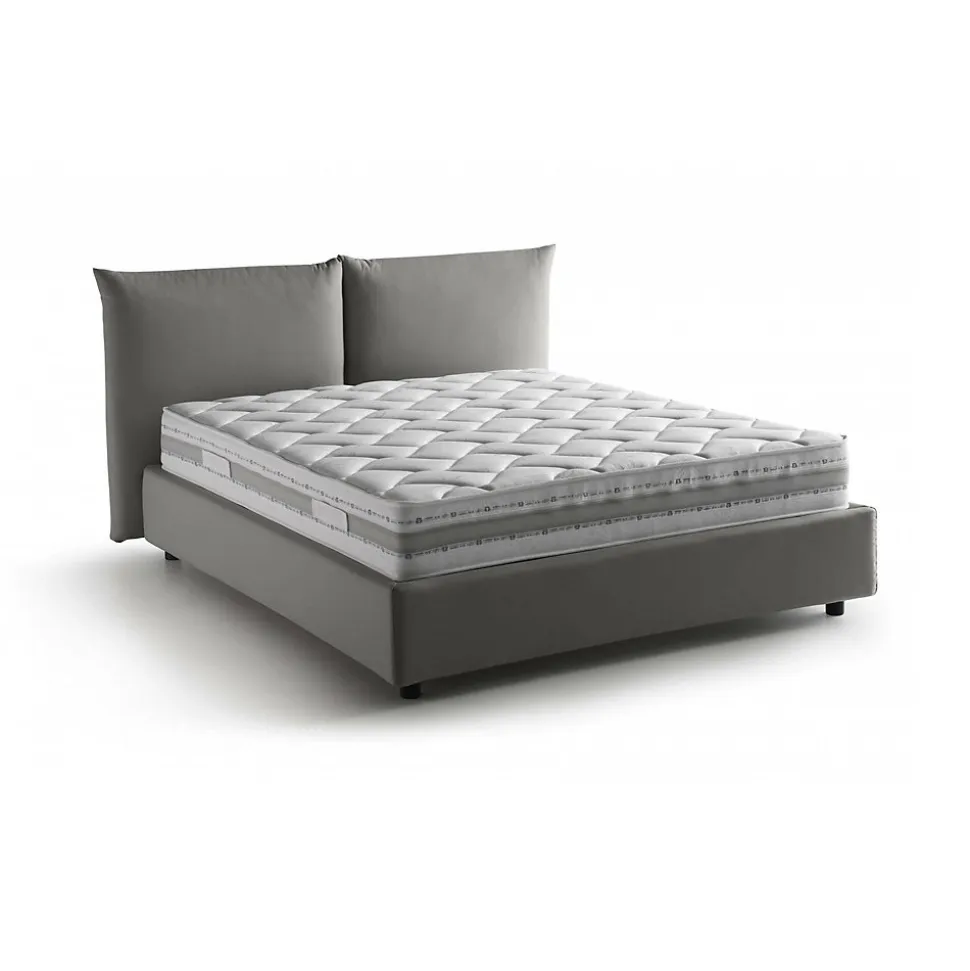 Lit double Dbrunor, Lit coffre avec revêtement en tissu, Ouverture frontale, avec matelas 160x200 cm inclus, Gris