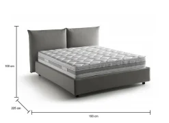 Lit double Dbrunor, Lit coffre avec revêtement en tissu, Ouverture frontale, avec matelas 160x200 cm inclus, Gris