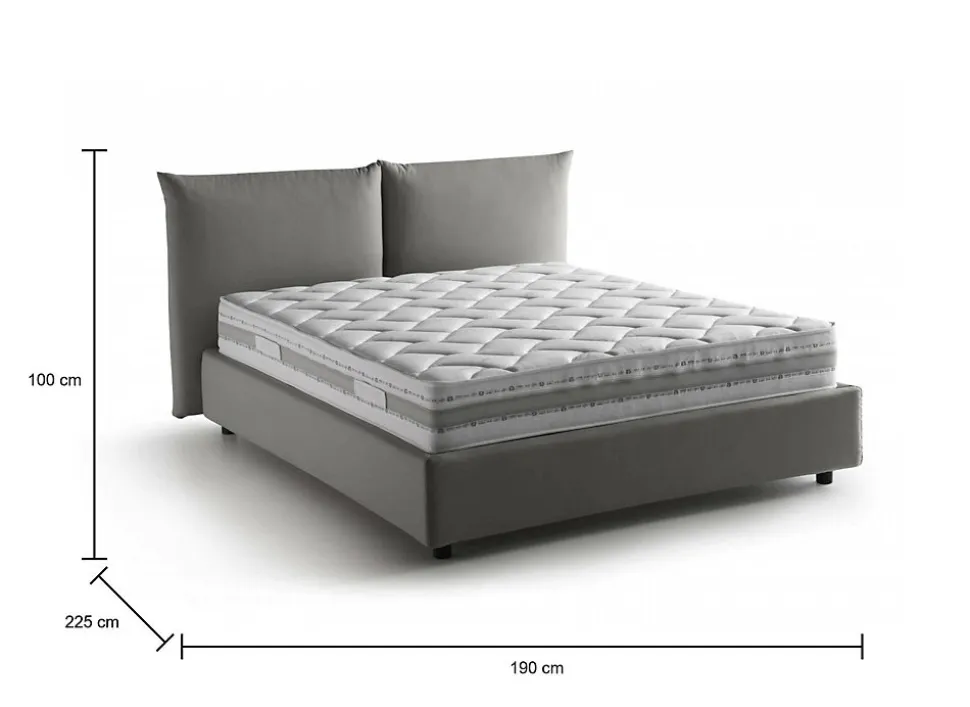 Lit double Dbrunor, Lit coffre avec revêtement en tissu, Ouverture frontale, avec matelas 160x200 cm inclus, Gris