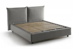 Lit double Dbrunor, Lit coffre avec revêtement en tissu, Ouverture frontale, avec matelas 160x200 cm inclus, Gris