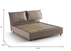 Lit double Dcaprar, Lit coffre avec revêtement en tissu, Ouverture frontale, adapté pour matelas 160x190 cm, Taupe