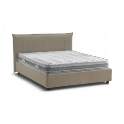 Lit double Dfecci, Lit coffre avec revêtement en tissu, Ouverture frontale, avec matelas 160x200 cm inclus, Taupe