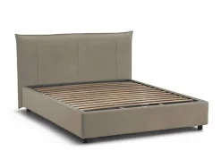 Lit double Dfecci, Lit coffre avec revêtement en tissu, Ouverture frontale, avec matelas 160x200 cm inclus, Taupe
