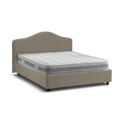 Lit double Djoci, Lit coffre avec revêtement en tissu, Ouverture frontale, avec matelas 160x200 cm inclus, Taupe