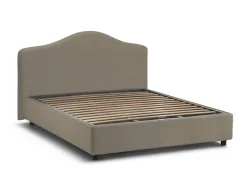 Lit double Djoci, Lit coffre avec revêtement en tissu, Ouverture frontale, avec matelas 160x200 cm inclus, Taupe