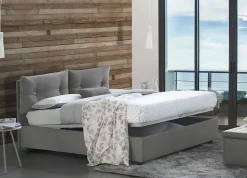 Lit double Dlucid, Lit coffre avec revêtement en tissu, Ouverture frontale, avec matelas 160x200 cm inclus, Gris