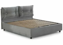 Lit double Dlucid, Lit coffre avec revêtement en tissu, Ouverture frontale, avec matelas 160x200 cm inclus, Gris