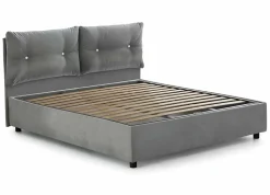Lit double Dlucid, Lit coffre avec revêtement en tissu, Ouverture frontale, avec matelas 160x200 cm inclus, Gris