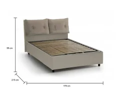 Lit double Dmerol, Lit coffre avec revêtement en similcuir, Ouverture frontale, adapté pour matelas 160x200 cm, gris tourterelle