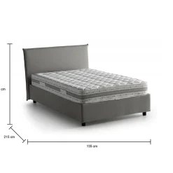 Lit double Dpalear, Lit coffre avec revêtement en tissu, Ouverture frontale, avec matelas 120x200 cm inclus, Gris