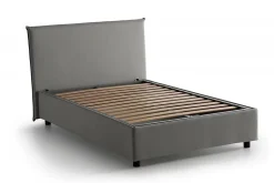 Lit double Dpalear, Lit coffre avec revêtement en tissu, Ouverture frontale, avec matelas 120x200 cm inclus, Gris