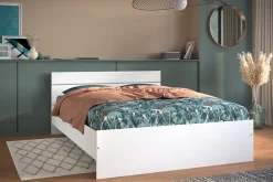 Lit double effet chêne blanc l. 145 x H. 75 x L. 194,5 cm Soluce