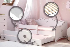 Lit double EMMA avec rail 160x80 gris