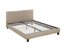 Lit double en pvc "Julia" 140 x 190 cm Taupe