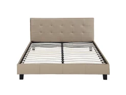 Lit double en pvc "Julia" 140 x 190 cm Taupe