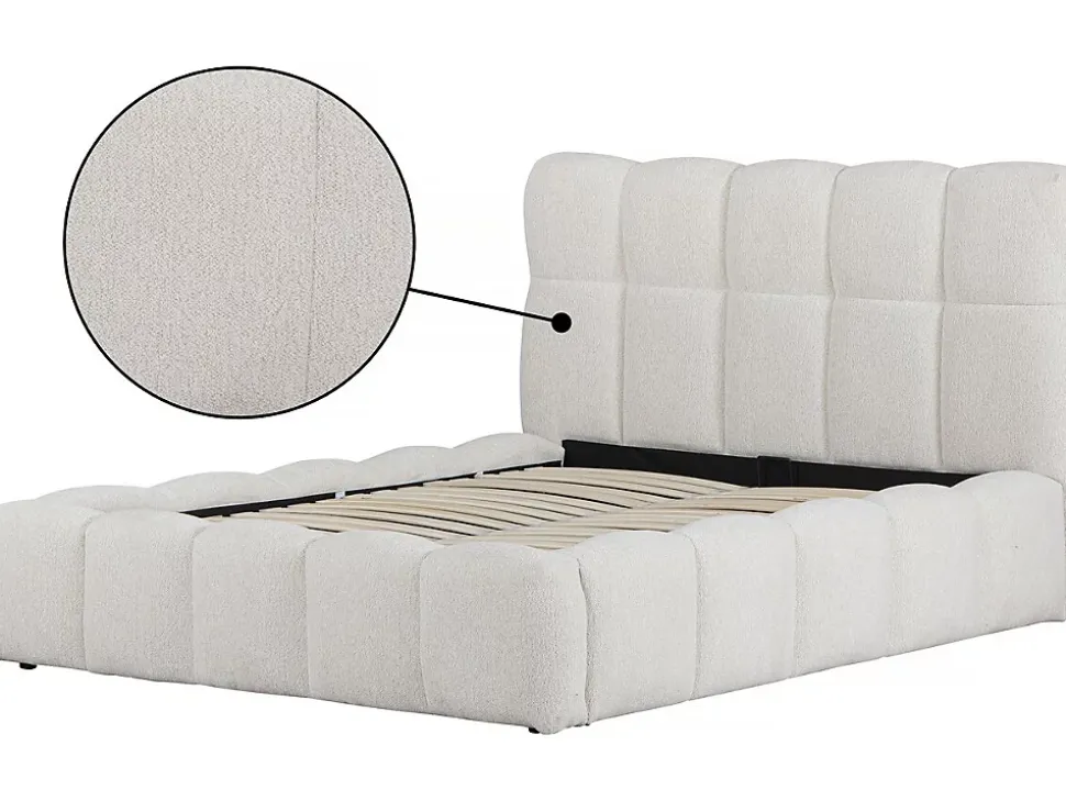 Lit double en tissu avec coffre "Davos" 140 x 190 cm Beige