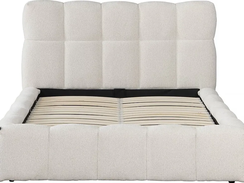 Lit double en tissu avec coffre "Davos" 140 x 190 cm Beige
