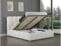 Lit double en tissu avec coffre