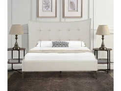 Lit double en tissu capitonné " Aspen" 140 x 190 cm Beige