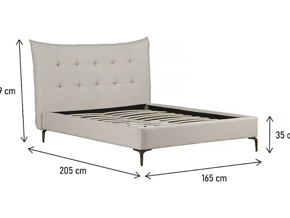 Lit double en tissu capitonné " Aspen" 140 x 190 cm Beige