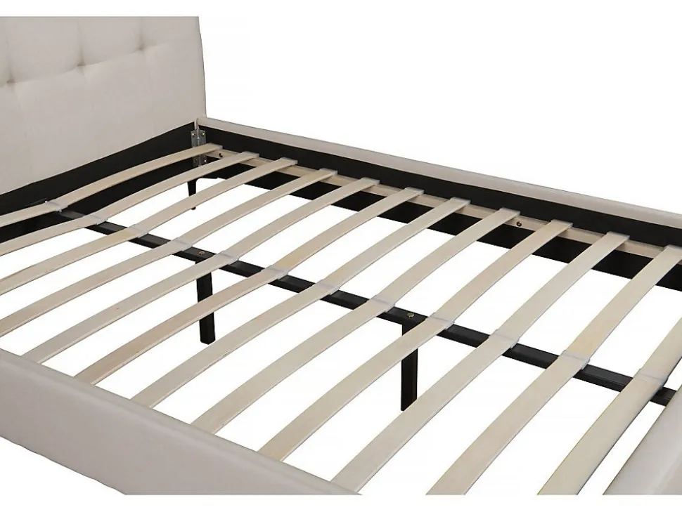 Lit double en tissu capitonné " Aspen" 140 x 190 cm Beige