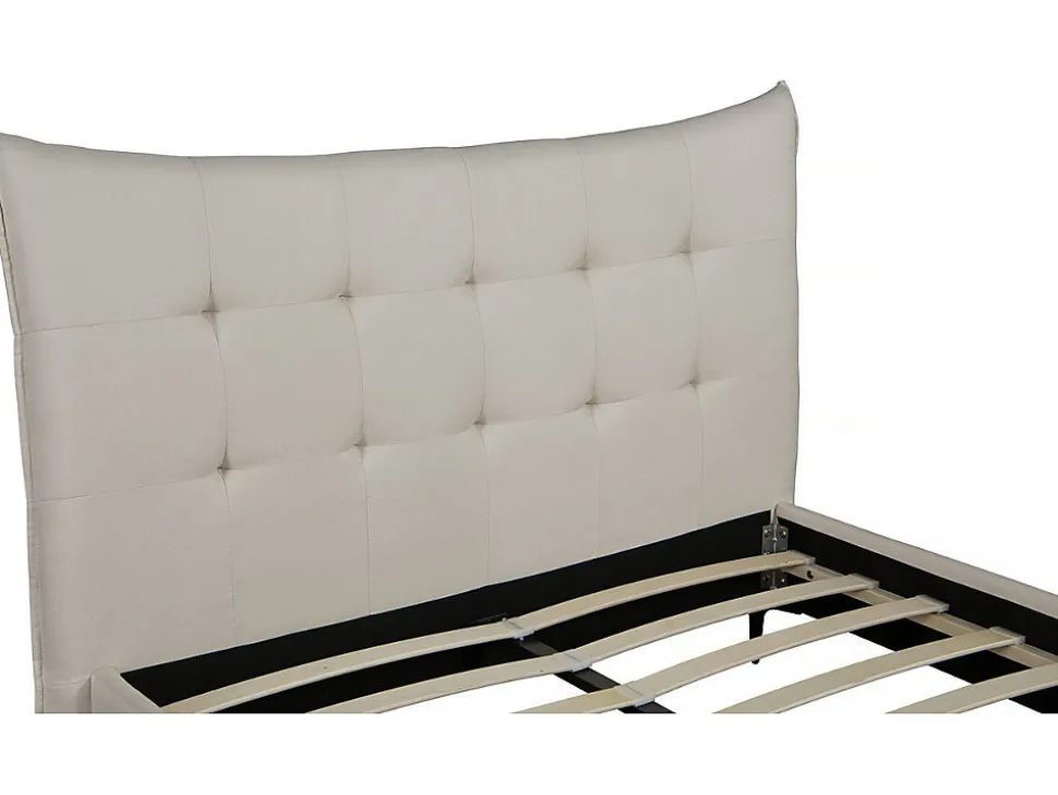 Lit double en tissu capitonné " Aspen" 140 x 190 cm Beige